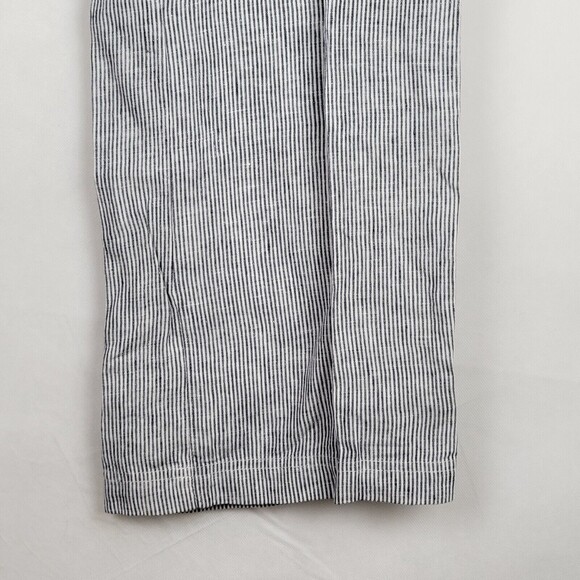 Chicos 100% Linen Pants Womens 2.5 (14) Wide Leg Blue White Stripe Flap Pockets - Picture 6 of 8